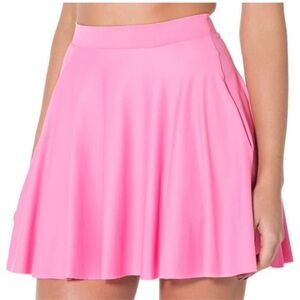 Blackmilk Matte Pink Pocket Skater Skirt